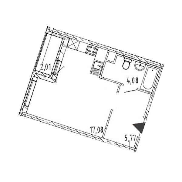 Квартира студия 26.93 м², 2/17 эт., ЖК «Новые горизонты 2»